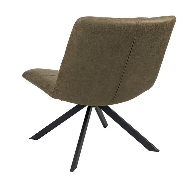 Industriële fauteuil Eevi olijfgroen eco-leer