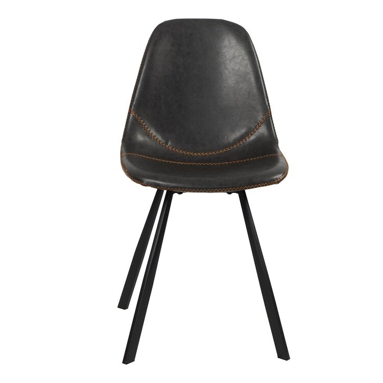 Industriële eetkamerstoel Logan antraciet eco-leer