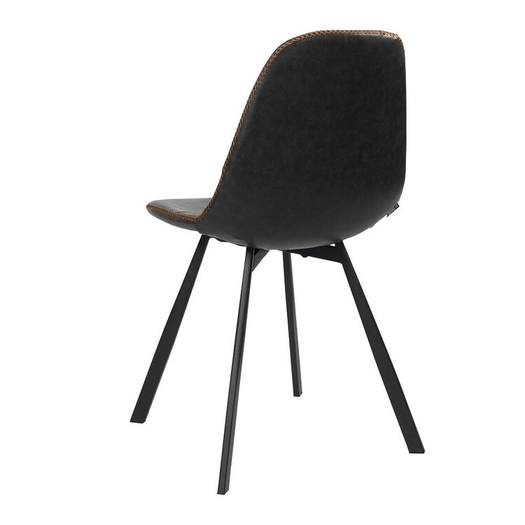 Industriële eetkamerstoel Logan antraciet eco-leer