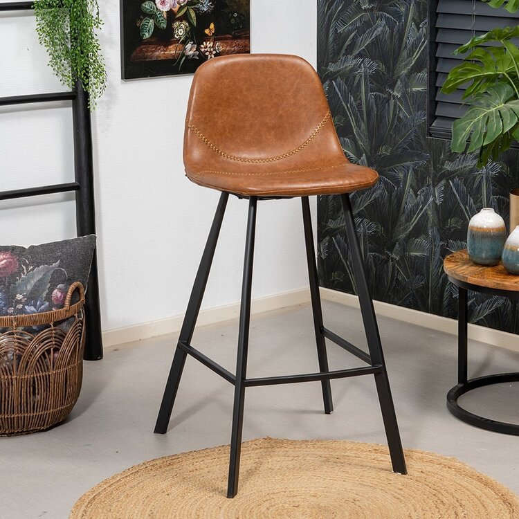 Industriële barkruk Logan cognac leer eco-leer 70 cm
