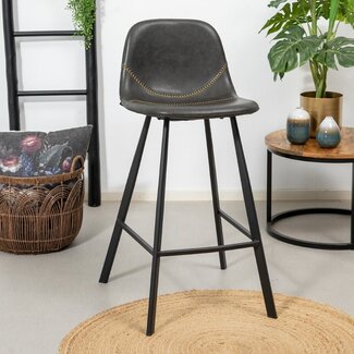 Industriële barkruk Logan antraciet eco-leer 70 cm