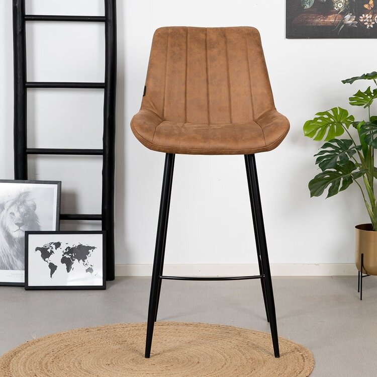 Industriële barkruk Brooke cognac 74 cm