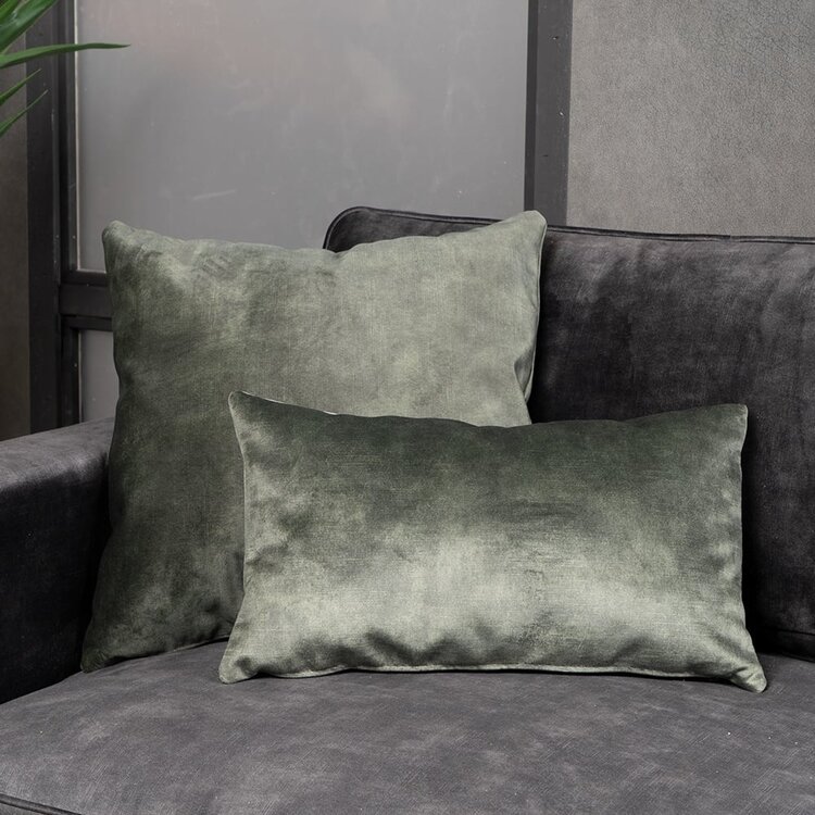 Sierkussen Beau velvet donkergroen 25 x 45 cm