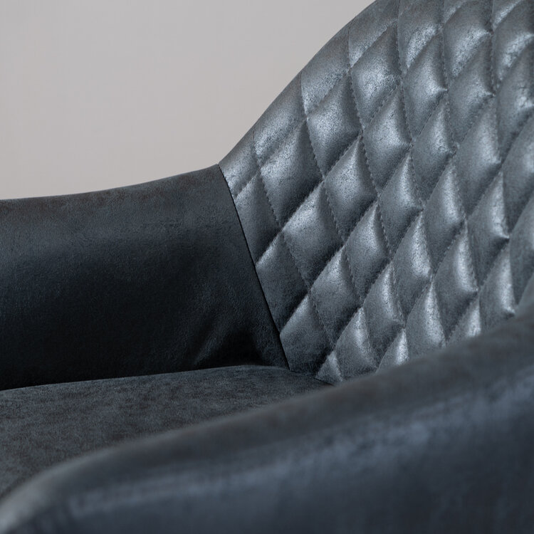 Industriële eetkamerstoel Dex draaibaar zwart/antraciet eco-leer