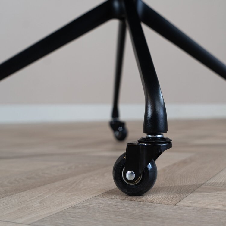 Eetkamerstoel met wieltjes Levi zwart/antraciet eco-leer