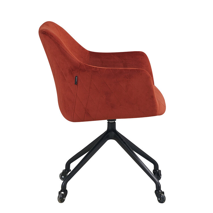 Eetkamerstoel met wieltjes Quinn koper velvet