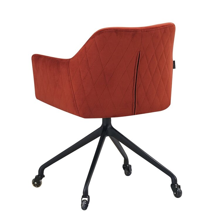 Eetkamerstoel met wieltjes Quinn koper velvet