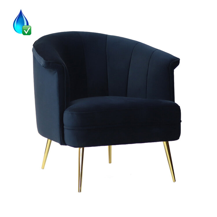 Velvet fauteuil Amy donkerblauw
