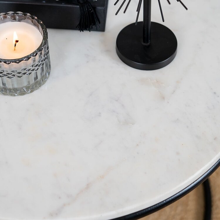 Marmeren salontafel set Mia wit (2 stuks)