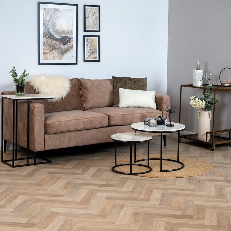 Marmeren salontafel set Mia wit (2 stuks)