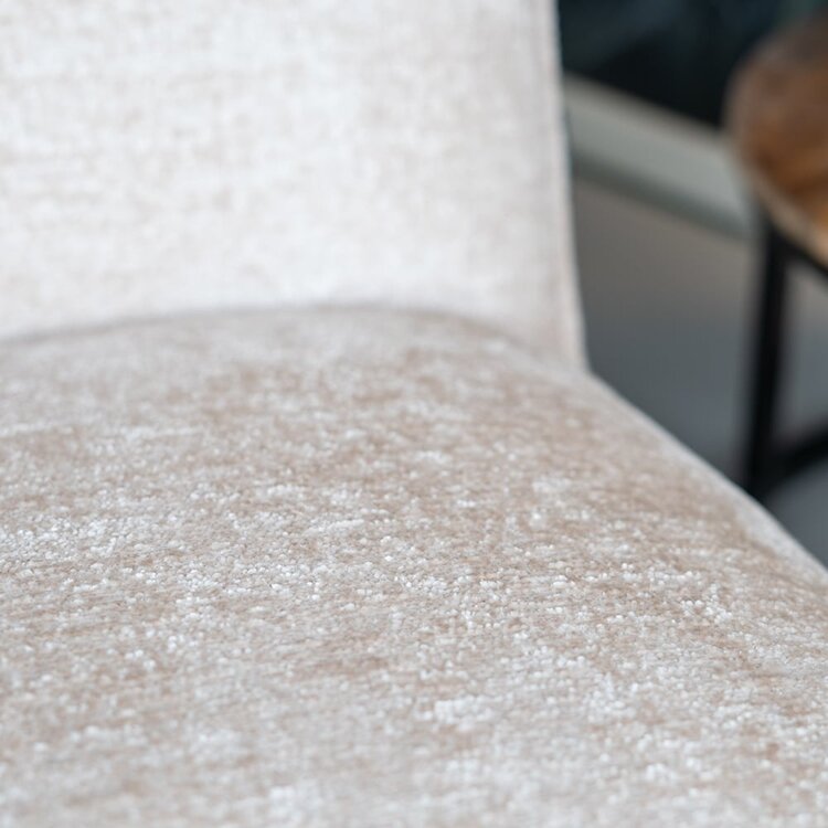 Scandinavische fauteuil Sophie chenille stof wit/beige gemêleerd