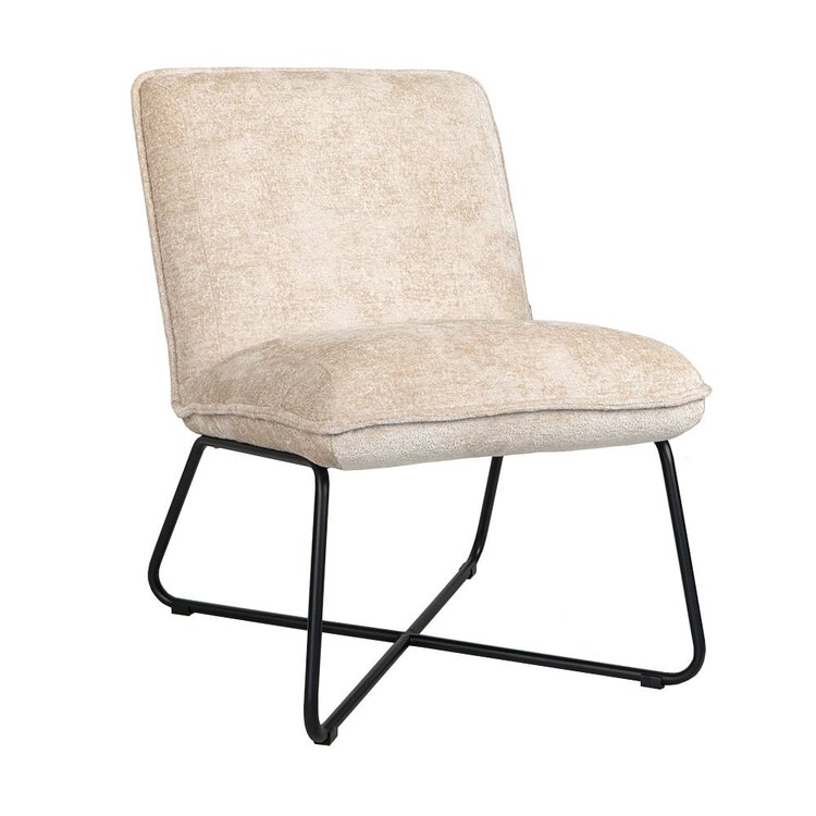 Scandinavische fauteuil Sophie chenille stof wit/beige gemêleerd