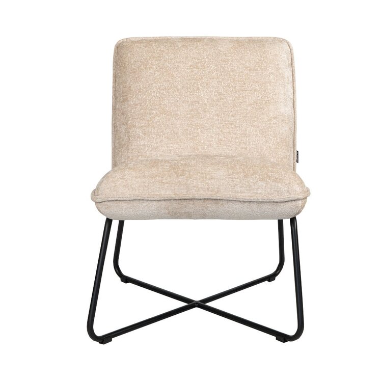 Scandinavische fauteuil Sophie chenille stof wit/beige gemêleerd