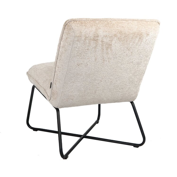 Scandinavische fauteuil Sophie chenille stof wit/beige gemêleerd