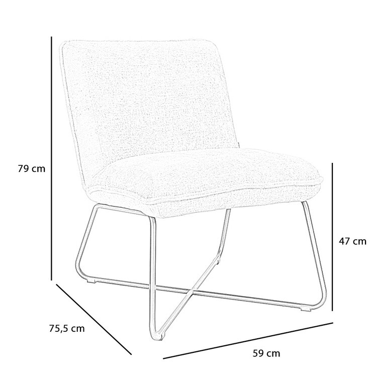 Scandinavische fauteuil Sophie chenille stof wit/beige gemêleerd