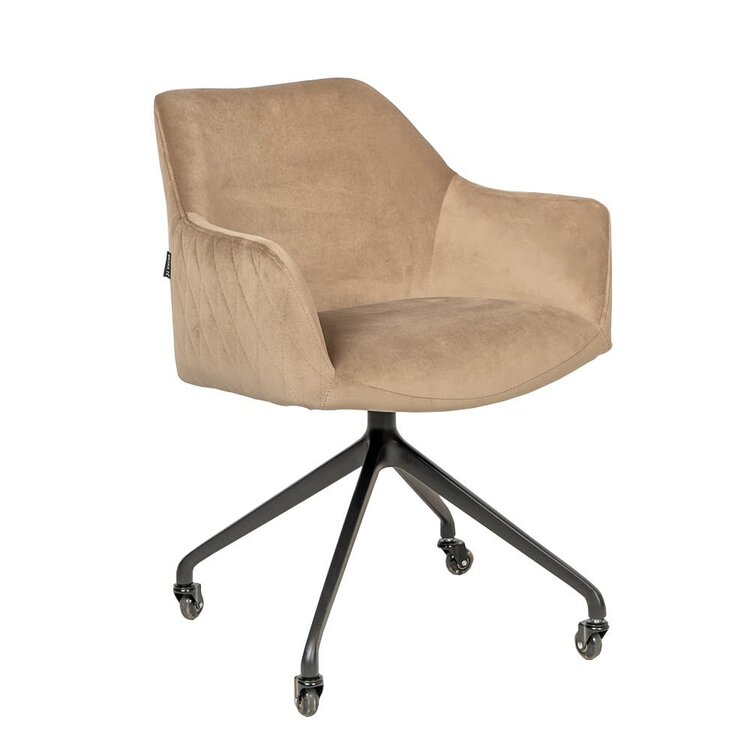 Eetkamerstoel met wieltjes Quinn taupe velvet