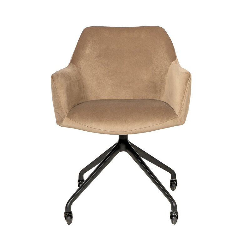 Eetkamerstoel met wieltjes Quinn taupe velvet