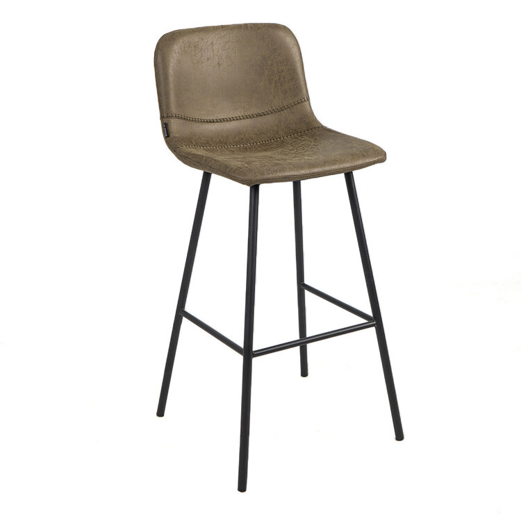 Industriële barkruk Mikky olijfgroen eco-leer 65-78 cm