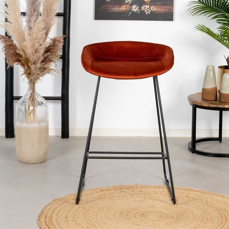 Velvet barkruk Oslo koper 66 cm