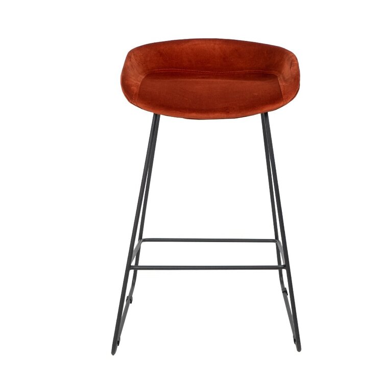 Velvet barkruk Oslo koper 66 cm