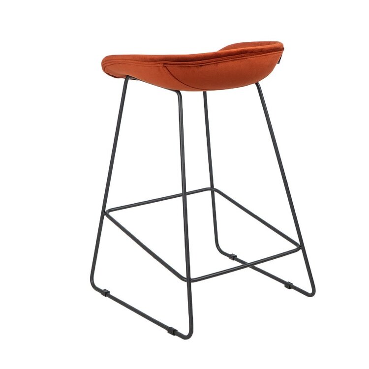 Velvet barkruk Oslo koper 66 cm