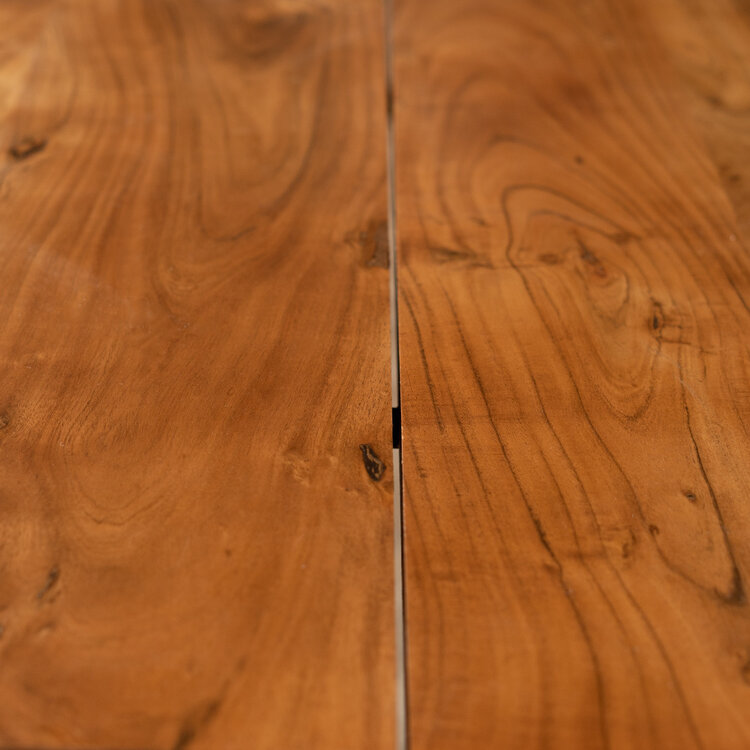 Eetkamertafel boomstam Richy acaciahout verstelbare tafelpoten 230 x 100 cm