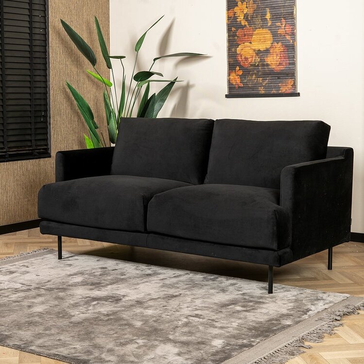 Velvet bank 2,5-zits Denver zwart