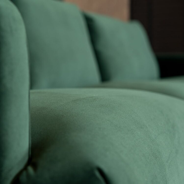 Velvet hoekbank Denver groen rechts