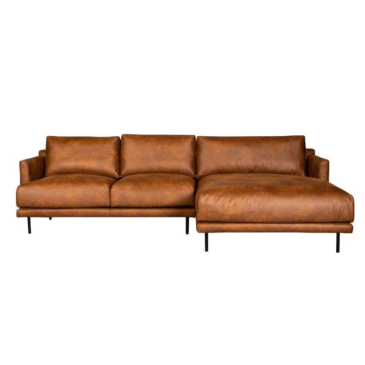 Industriële hoekbank Denver cognac eco-leer rechts