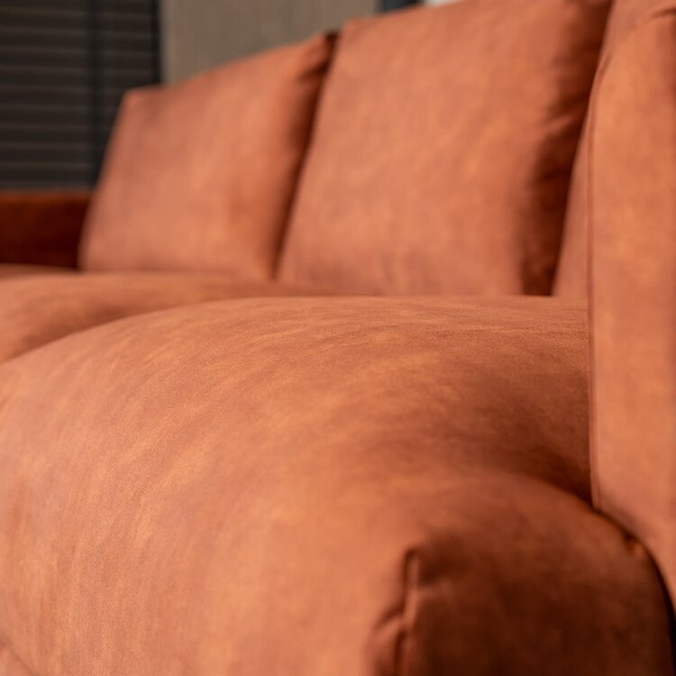 Velvet hoekbank Denver koper links