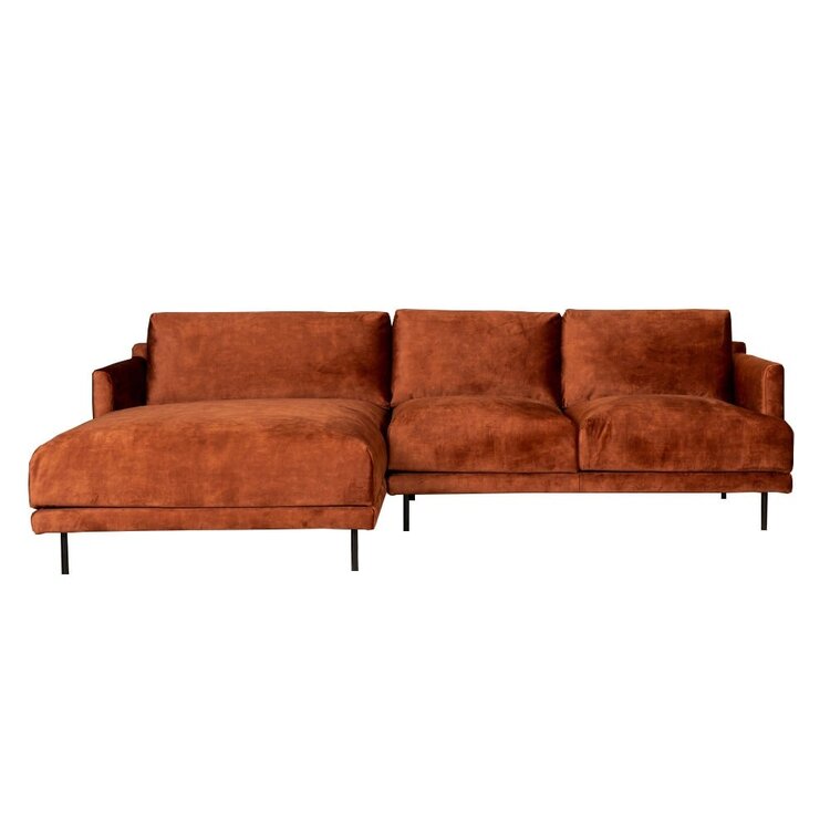 Velvet hoekbank Denver koper links