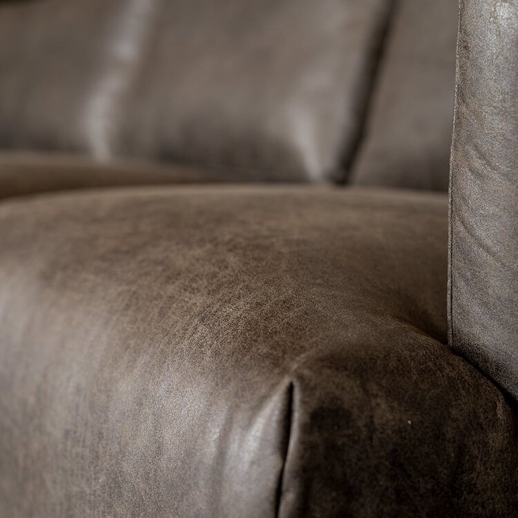 Industriële hoekbank Denver antraciet eco-leer links