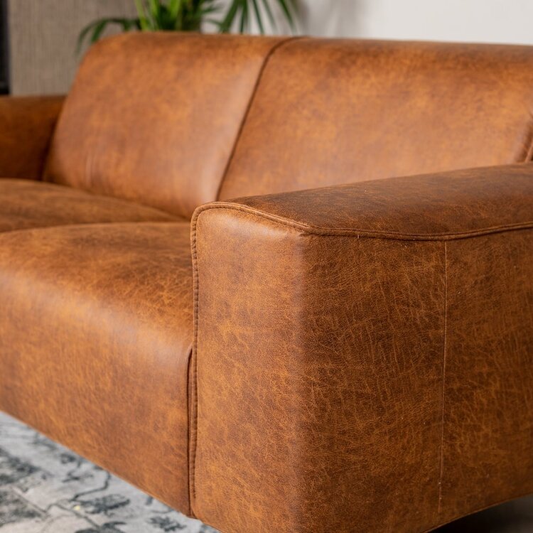 Industriële bank 2,5-zits Vegas eco-leer cognac