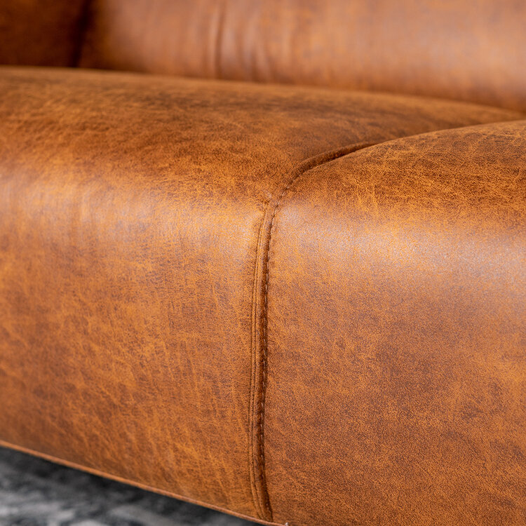Industriële bank 2,5-zits Vegas eco-leer cognac