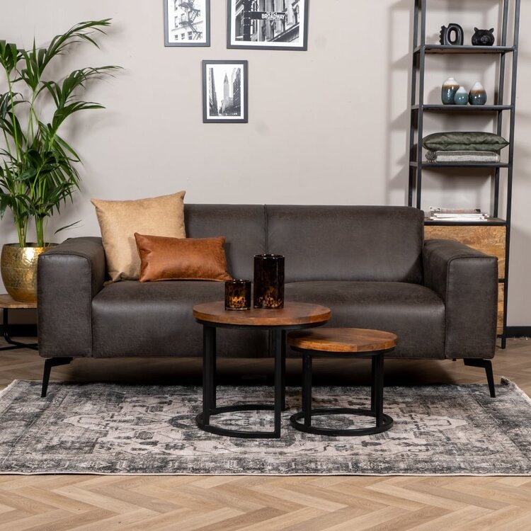 Industriële bank 2,5-zits Vegas eco-leer antraciet