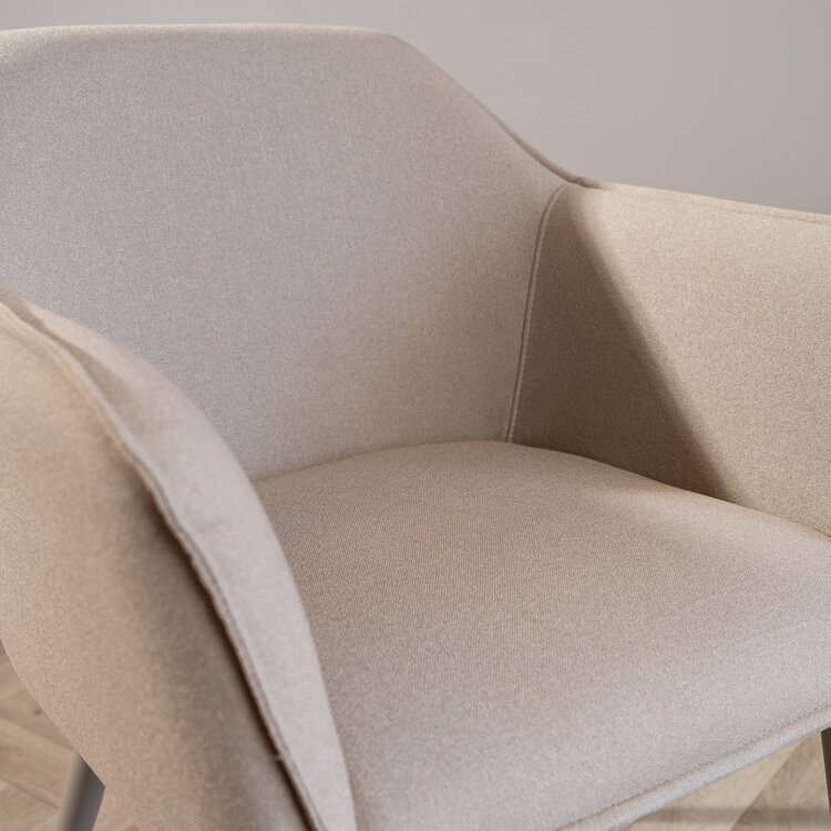 Scandinavische eetkamerstoel Elin taupe gerecyclede stof