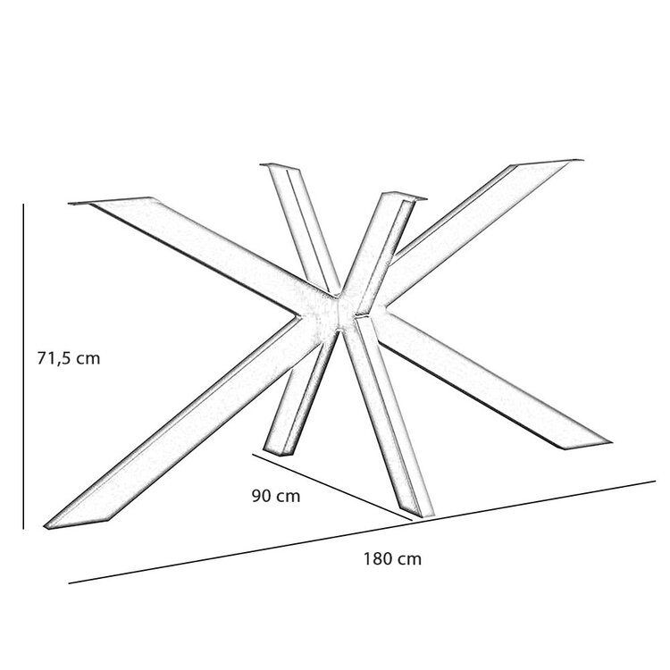 Tafelonderstel spinpoot Mads metaal zwart 180 x 95 cm