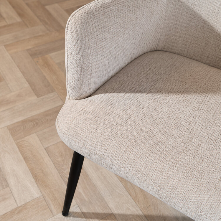 Scandinavische eetkamerstoel Lars beige gerecyclede stof