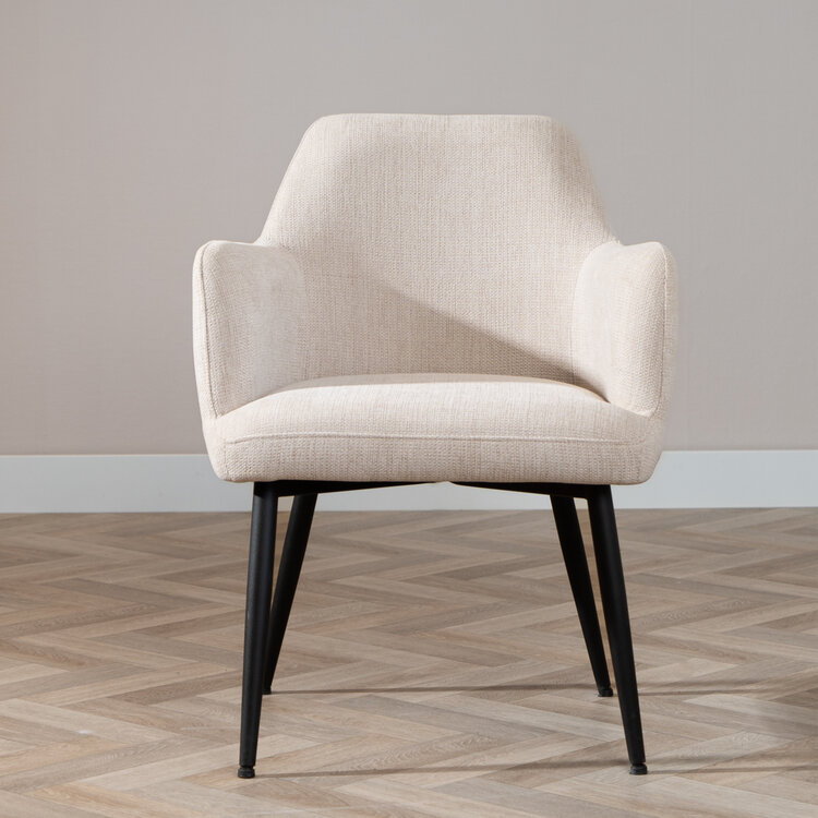 Scandinavische eetkamerstoel Lars beige gerecyclede stof