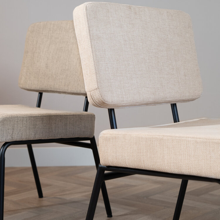 Scandinavische eetkamerstoel Espen beige gerecyclede stof