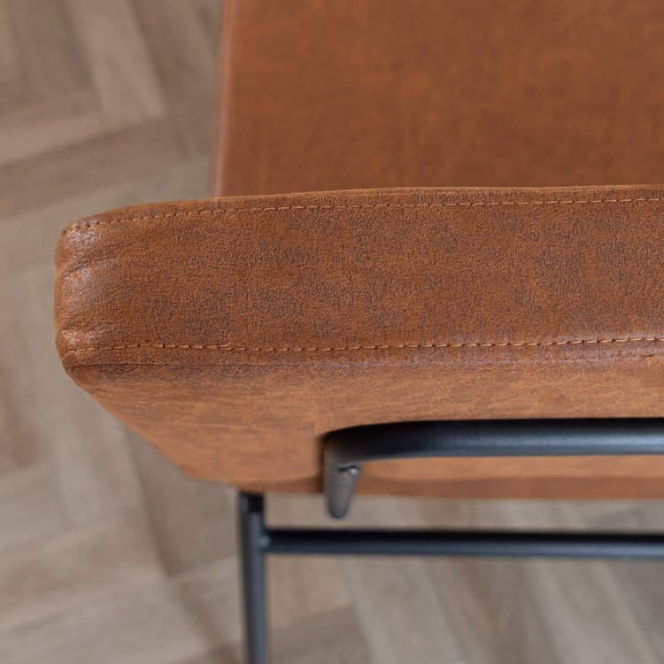 Industriële eetkamerstoel Espen cognac eco-leer