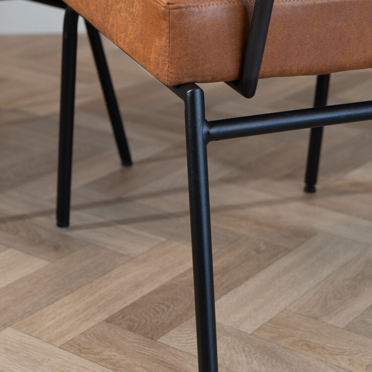 Industriële eetkamerstoel Espen cognac eco-leer