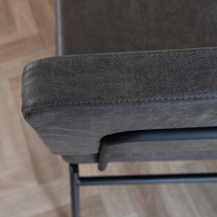 Industriële eetkamerstoel Espen antraciet eco-leer