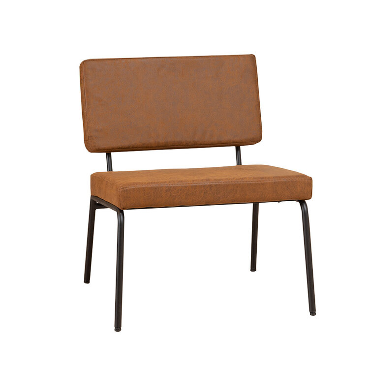 Industriële fauteuil Espen cognac eco-leer