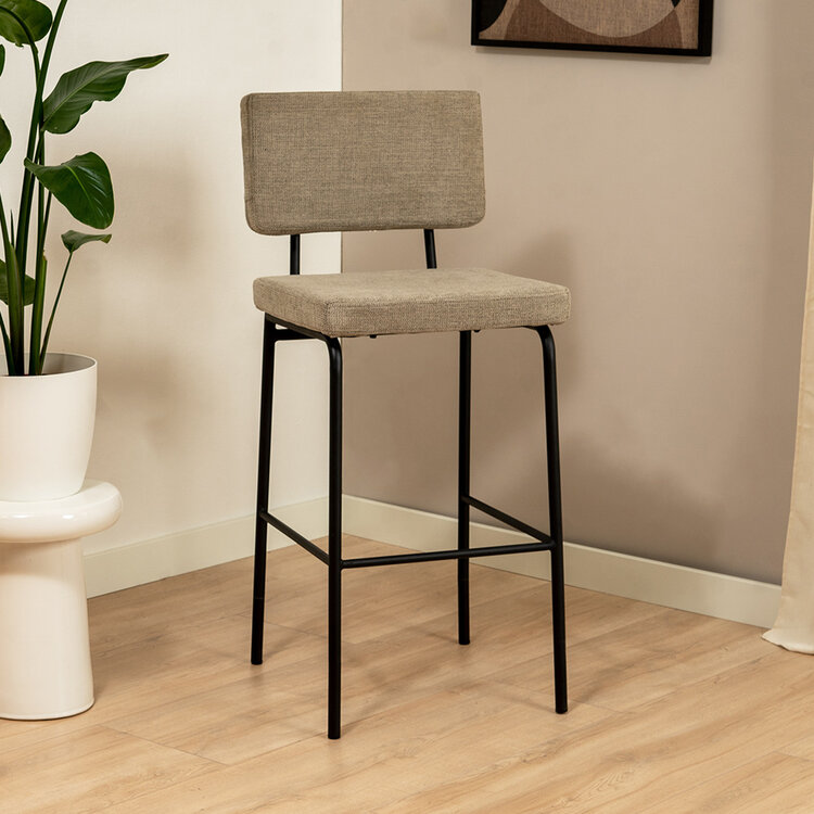 Scandinavische barkruk Espen taupe gerecyclede stof 64-77 cm