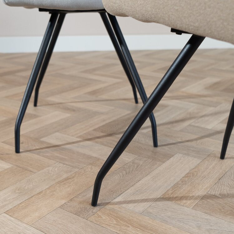 Scandinavische eetkamerstoel Fenris gerecyclede stof taupe