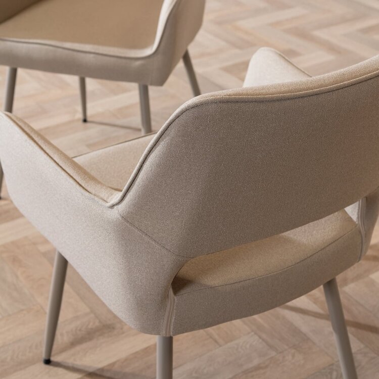 Scandinavische eetkamerstoel Olivia taupe gerecyclede stof