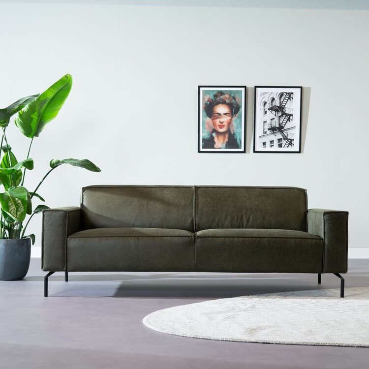 Industriële bank 3-zits Kansas eco-leer olijfgroen