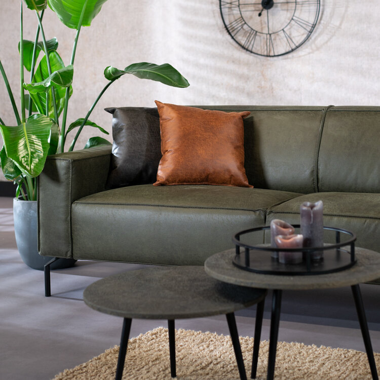 Industriële bank 3-zits Kansas eco-leer olijfgroen