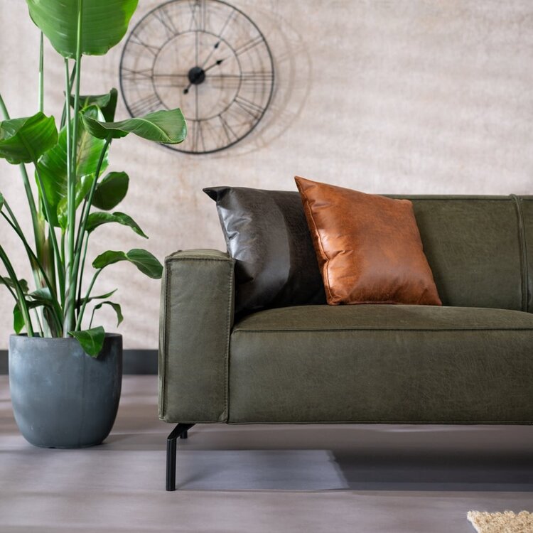 Industriële bank 3-zits Kansas eco-leer olijfgroen